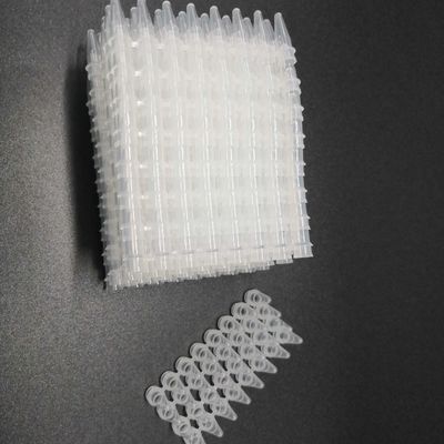 0.1mL materiais de consumo claros do laboratório médico da tubulação dos tubos do PCR 8-Strip baixos nenhuma tampa